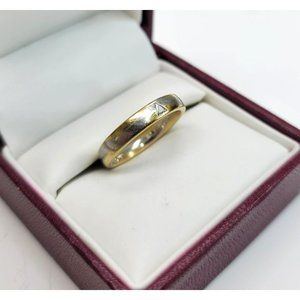 18k Yellow Gold and 950 White Platinum Wave Ring with Triangle Diamond CT3